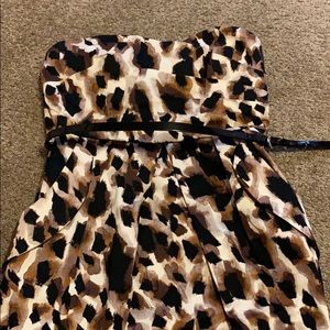 Animal print strapless dress
